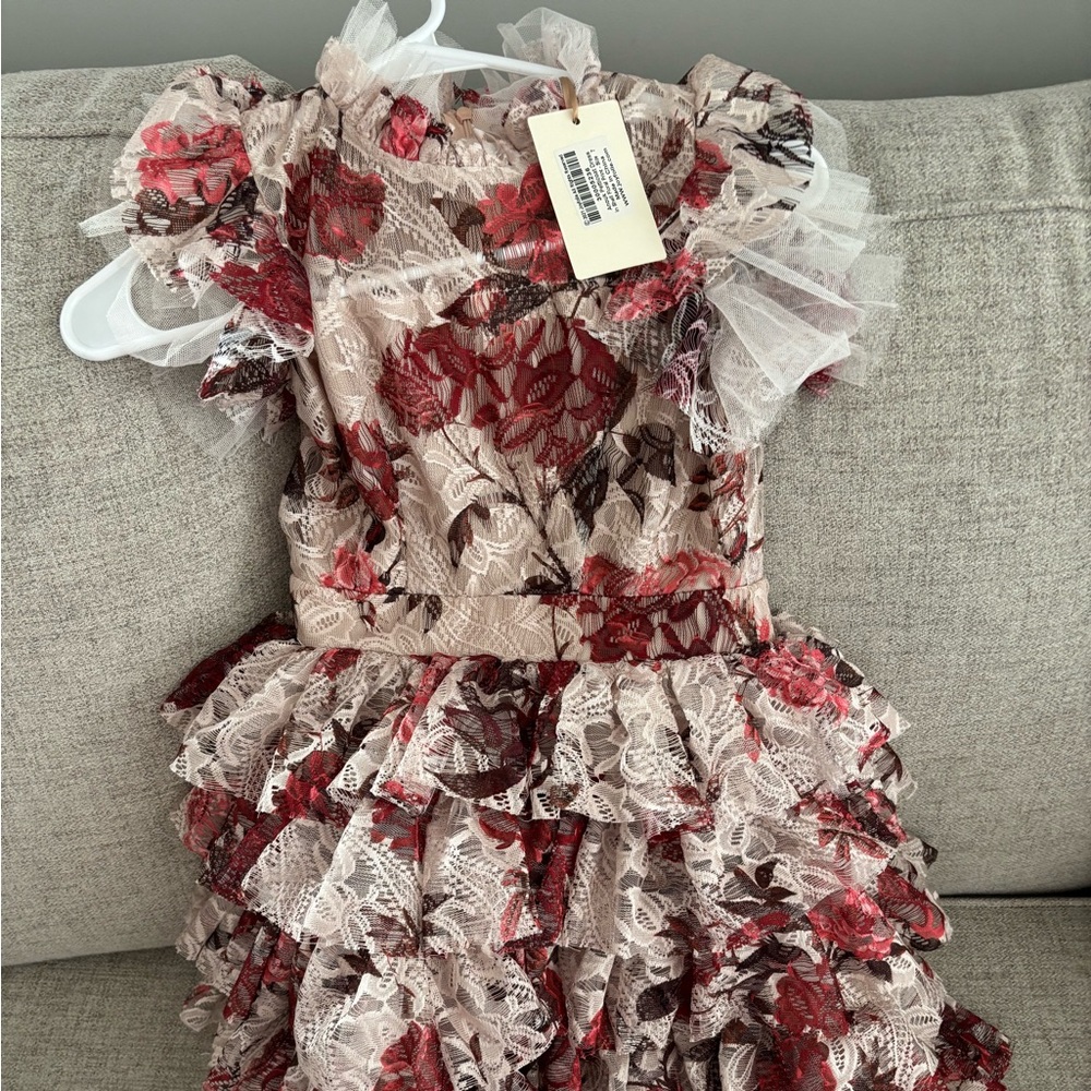 NWT! Joyfolie  (mia Joy)Red and Cream Lace Ruffle Dress